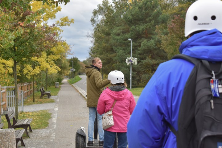 a group of people in a park